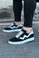 WG160 Erkek Günlük Bağcıklı Süet Cilt Spor Sneaker Ayakkabı SCBT - Siyah/Beyaz