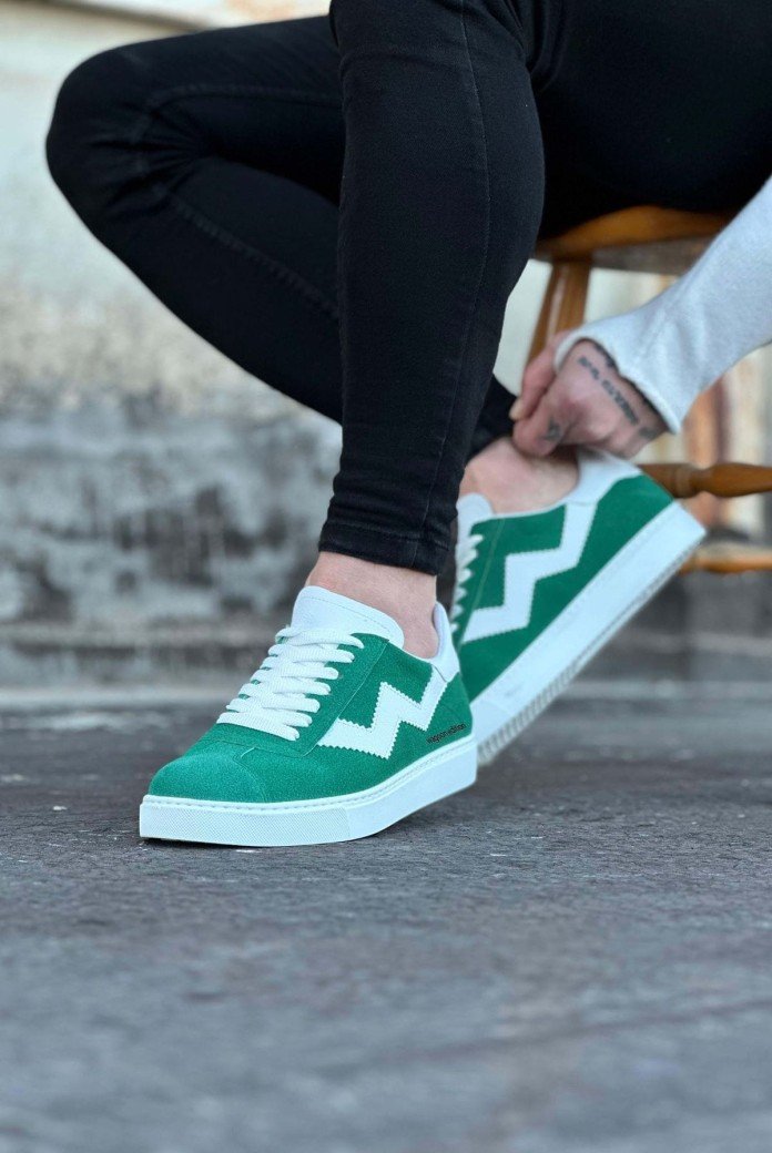 WG160 Erkek Günlük Bağcıklı Süet Cilt Spor Sneaker Ayakkabı SCBT - Yeşil/Beyaz WG160 Erkek Günlük Bağcıklı Süet Cilt Spor Sneaker Ayakkabı SCBT - Yeşil/Beyaz