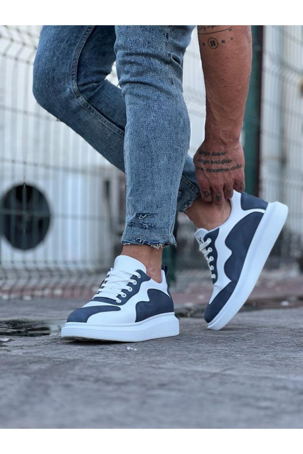 WG301 Erkek Günlük Bağcıklı Cilt Spor Sneaker Ayakkabı CBT - Beyaz/Mavi Erkek Ayakkabı WG301 Erkek Günlük Bağcıklı Cilt Spor Sneaker Ayakkabı CBT - Beyaz/Mavi – Wagoon Erkek Ayakkabı