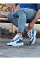 WG301 Erkek Günlük Bağcıklı Cilt Spor Sneaker Ayakkabı CBT - Beyaz/Mavi Erkek Ayakkabı WG301 Erkek Günlük Bağcıklı Cilt Spor Sneaker Ayakkabı CBT - Beyaz/Mavi – Wagoon Erkek Ayakkabı