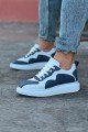 WG301 Erkek Günlük Bağcıklı Cilt Spor Sneaker Ayakkabı CBT - Beyaz/Mavi