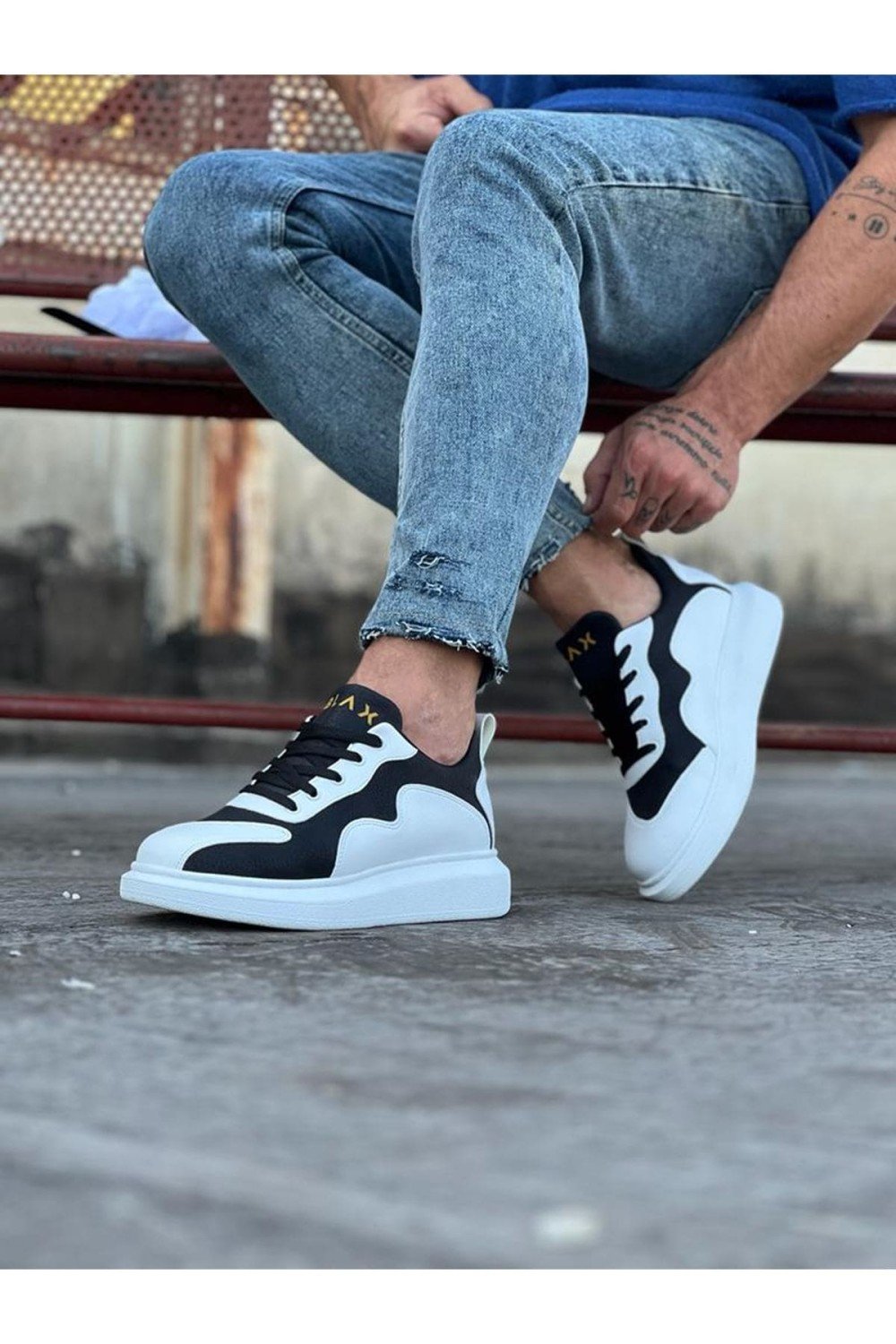 WG301 Erkek Günlük Bağcıklı Cilt Spor Sneaker Ayakkabı CBT - Beyaz/Siyah Erkek Ayakkabı WG301 Erkek Günlük Bağcıklı Cilt Spor Sneaker Ayakkabı CBT - Beyaz/Siyah – Wagoon Erkek Ayakkabı