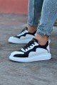 WG301 Erkek Günlük Bağcıklı Cilt Spor Sneaker Ayakkabı CBT - Beyaz/Siyah