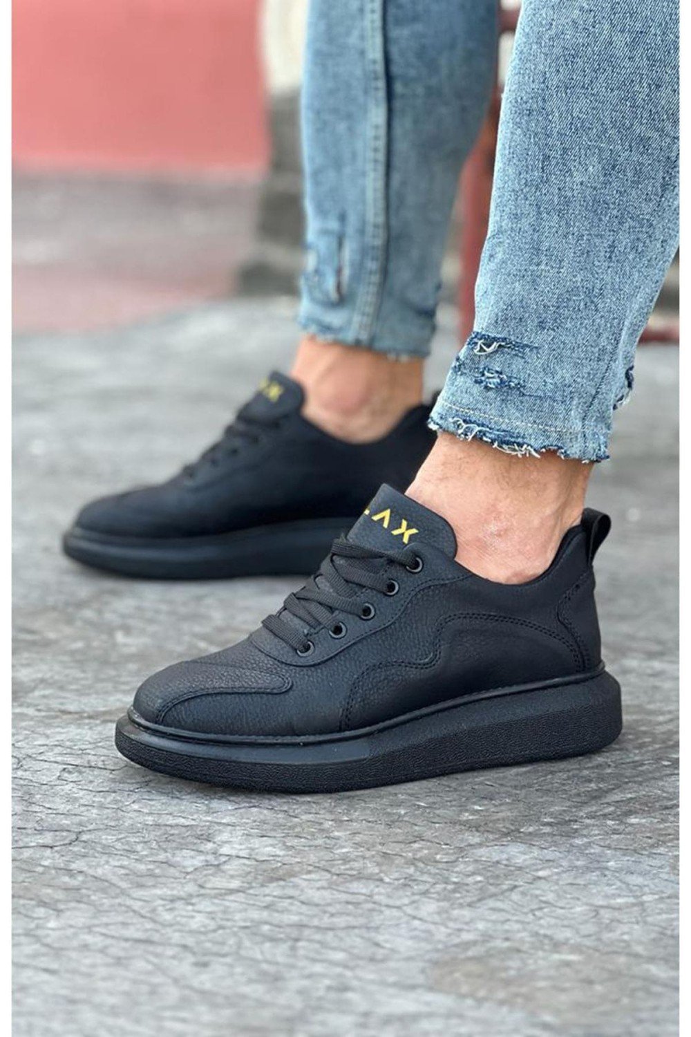 WG301 Erkek Günlük Bağcıklı Cilt Spor Sneaker Ayakkabı CST - Siyah – Wagoon Erkek Ayakkabı