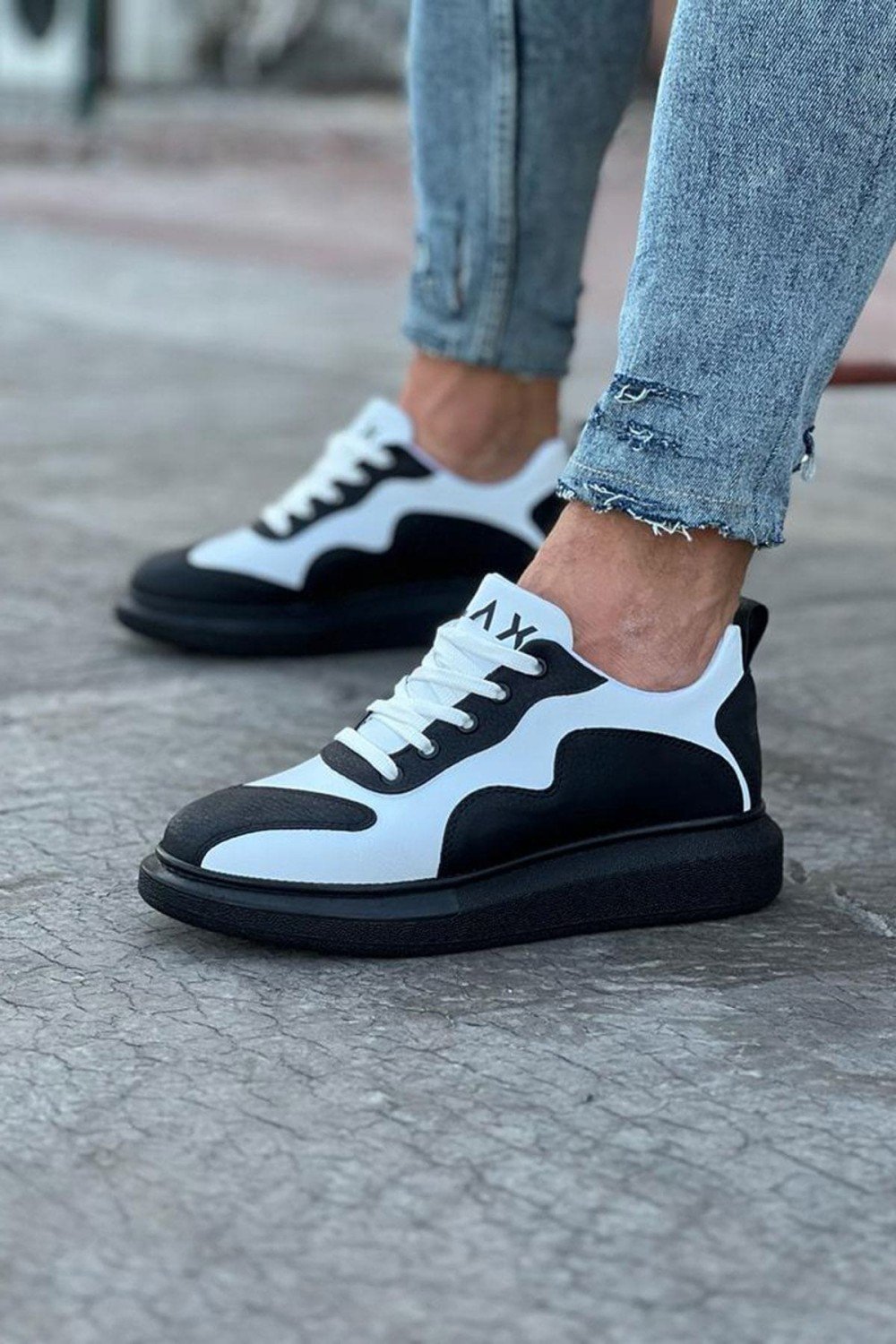 WG301 Erkek Günlük Bağcıklı Cilt Spor Sneaker Ayakkabı CST - Siyah/Beyaz Erkek Ayakkabı WG301 Erkek Günlük Bağcıklı Cilt Spor Sneaker Ayakkabı CST - Siyah/Beyaz – Wagoon Erkek Ayakkabı