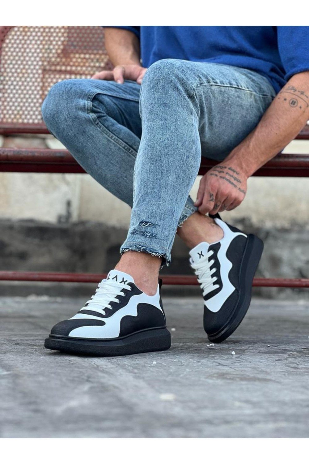 WG301 Erkek Günlük Bağcıklı Cilt Spor Sneaker Ayakkabı CST - Siyah/Beyaz Erkek Ayakkabı WG301 Erkek Günlük Bağcıklı Cilt Spor Sneaker Ayakkabı CST - Siyah/Beyaz – Wagoon Erkek Ayakkabı