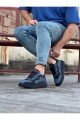 WG301 Erkek Günlük Bağcıklı Cilt Spor Sneaker Ayakkabı CST - Siyah/Mavi – Wagoon Erkek Ayakkabı
