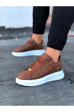 WG501 Erkek Günlük Bağcıklı Cilt Spor Sneaker Ayakkabı CBT - Taba