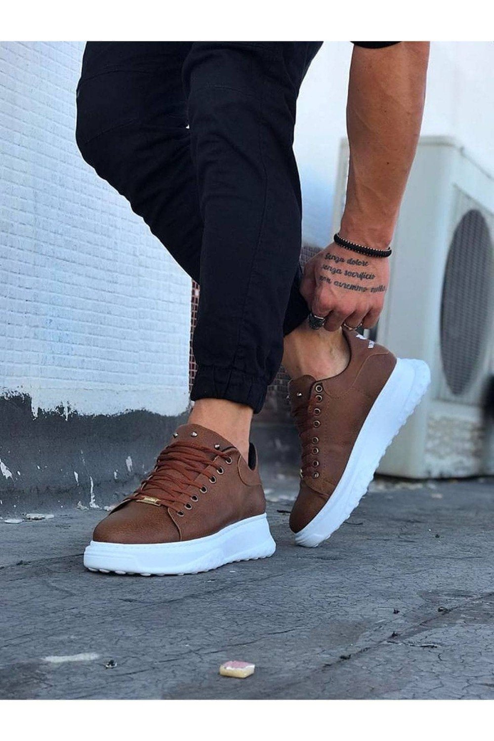 WG501 Erkek Günlük Bağcıklı Cilt Spor Sneaker Ayakkabı CBT - Taba – Wagoon Erkek Ayakkabı