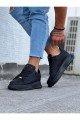 WG501 Erkek Günlük Bağcıklı Cilt Spor Sneaker Ayakkabı CST - Siyah – Wagoon Erkek Ayakkabı