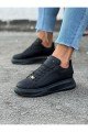 WG501 Erkek Günlük Bağcıklı Cilt Spor Sneaker Ayakkabı CST - Siyah