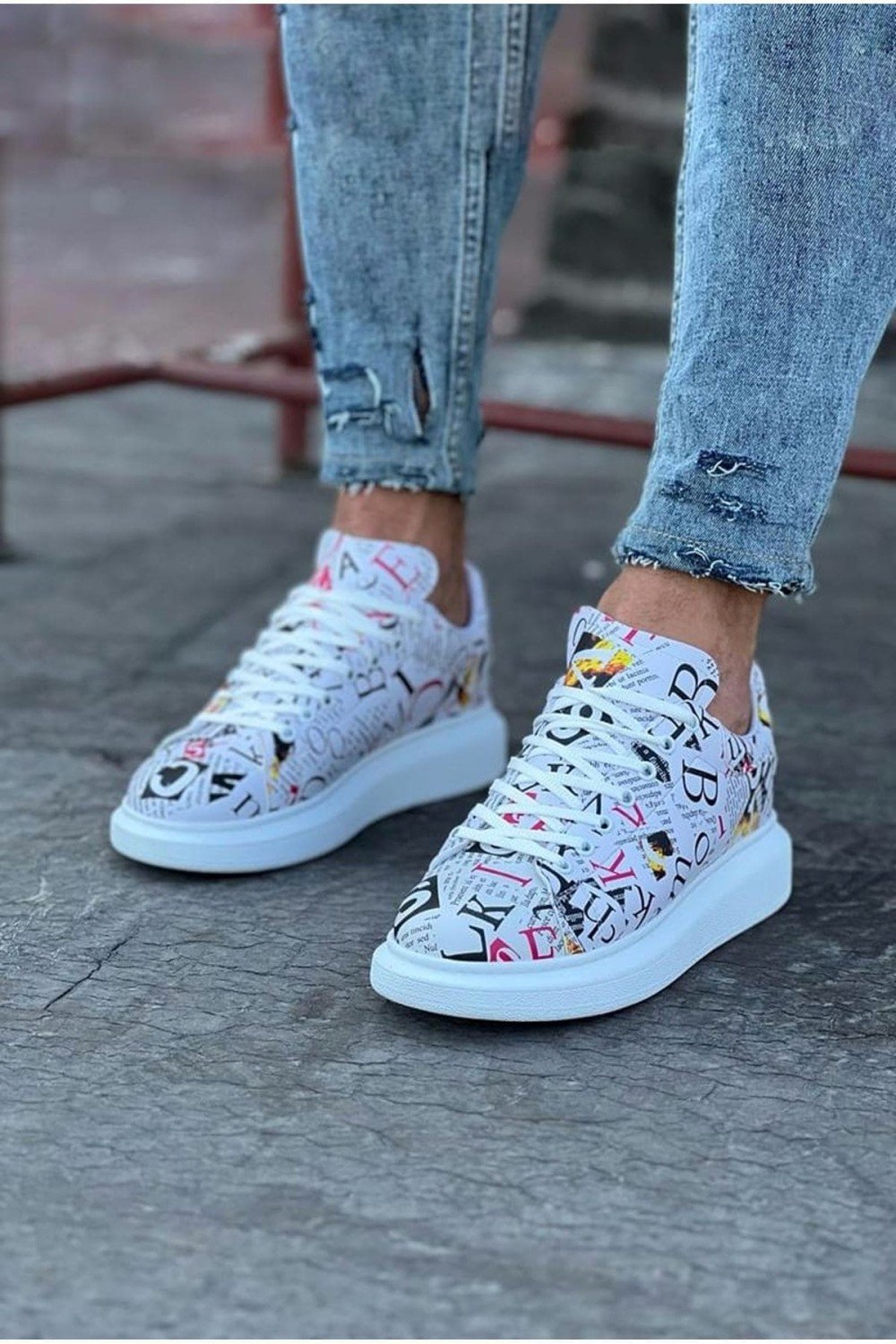 WG501 Erkek Günlük Bağcıklı Dergi Baskılı Cilt Spor Sneaker Ayakkabı CBT - Beyaz Erkek Ayakkabı WG501 Erkek Günlük Bağcıklı Dergi Baskılı Cilt Spor Sneaker Ayakkabı CBT - Beyaz – Wagoon Erkek Ayakkabı