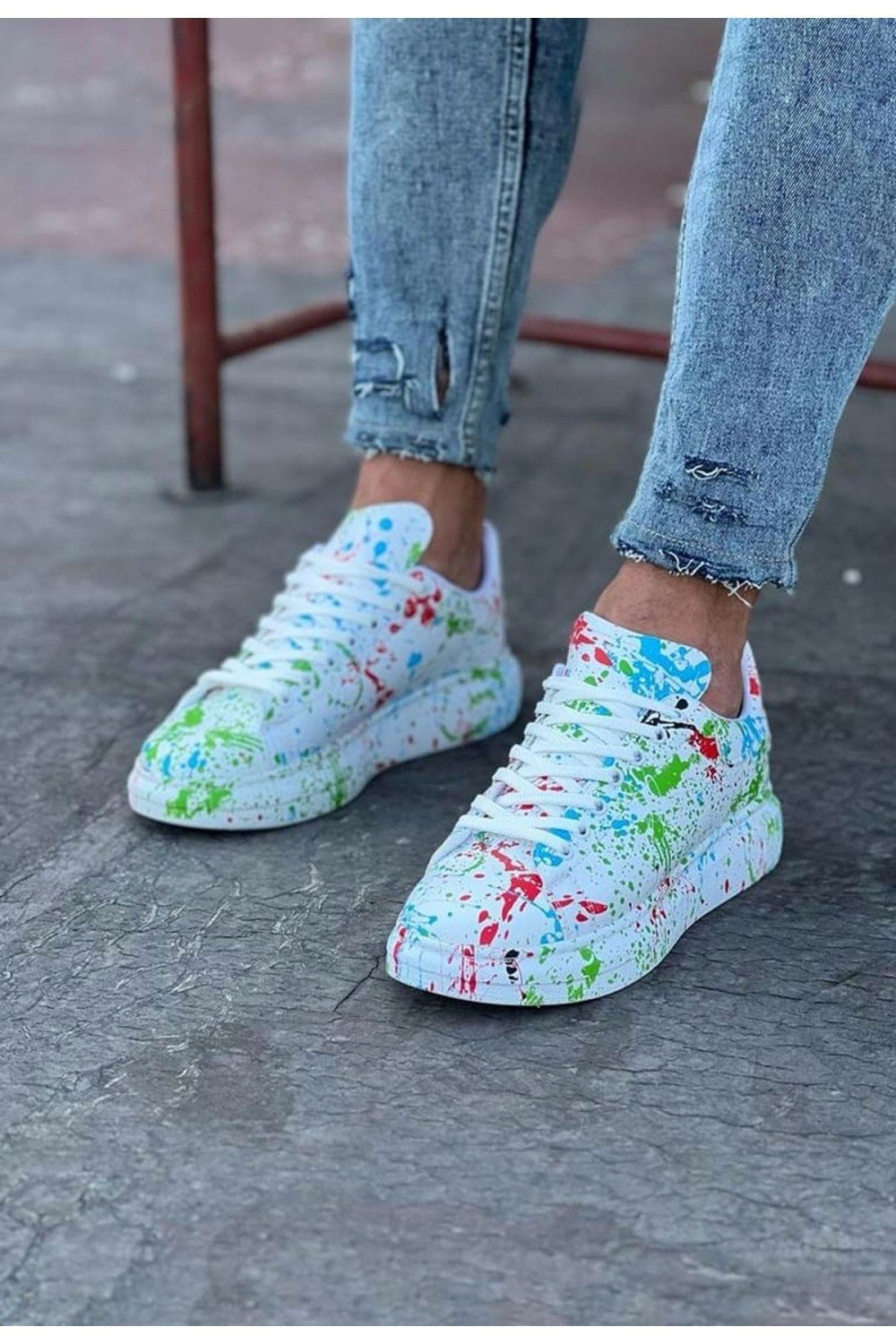 WG501 Erkek Günlük Bağcıklı Yeşil Boyalı Cilt Spor Sneaker Ayakkabı CRT - Yeşil – Wagoon Erkek Ayakkabı