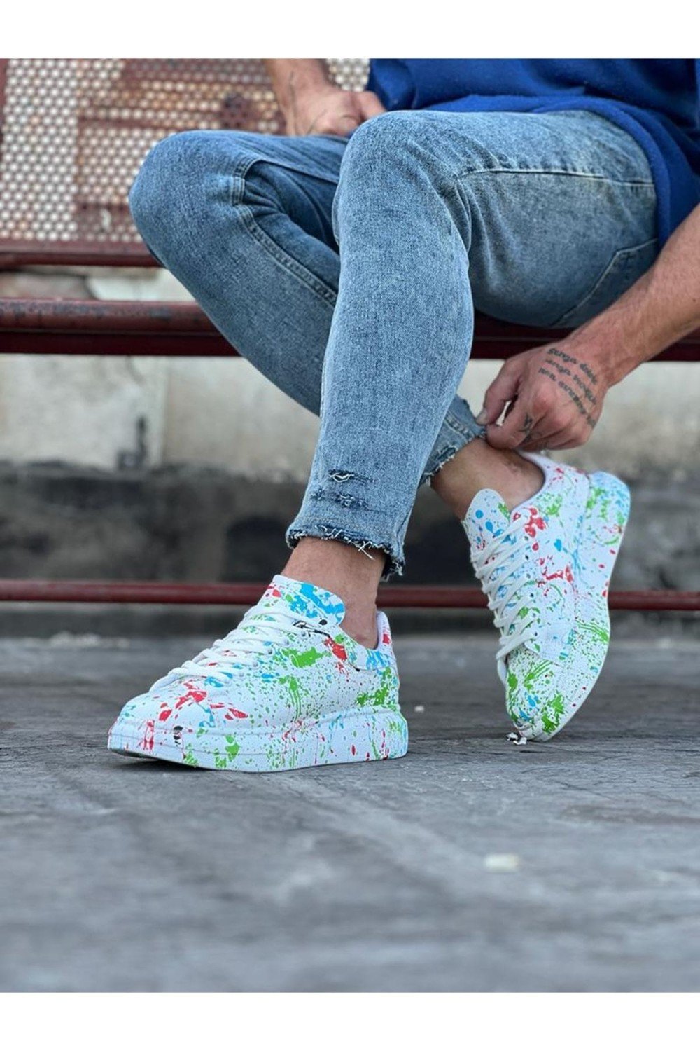 WG501 Erkek Günlük Bağcıklı Yeşil Boyalı Cilt Spor Sneaker Ayakkabı CRT - Yeşil – Wagoon Erkek Ayakkabı
