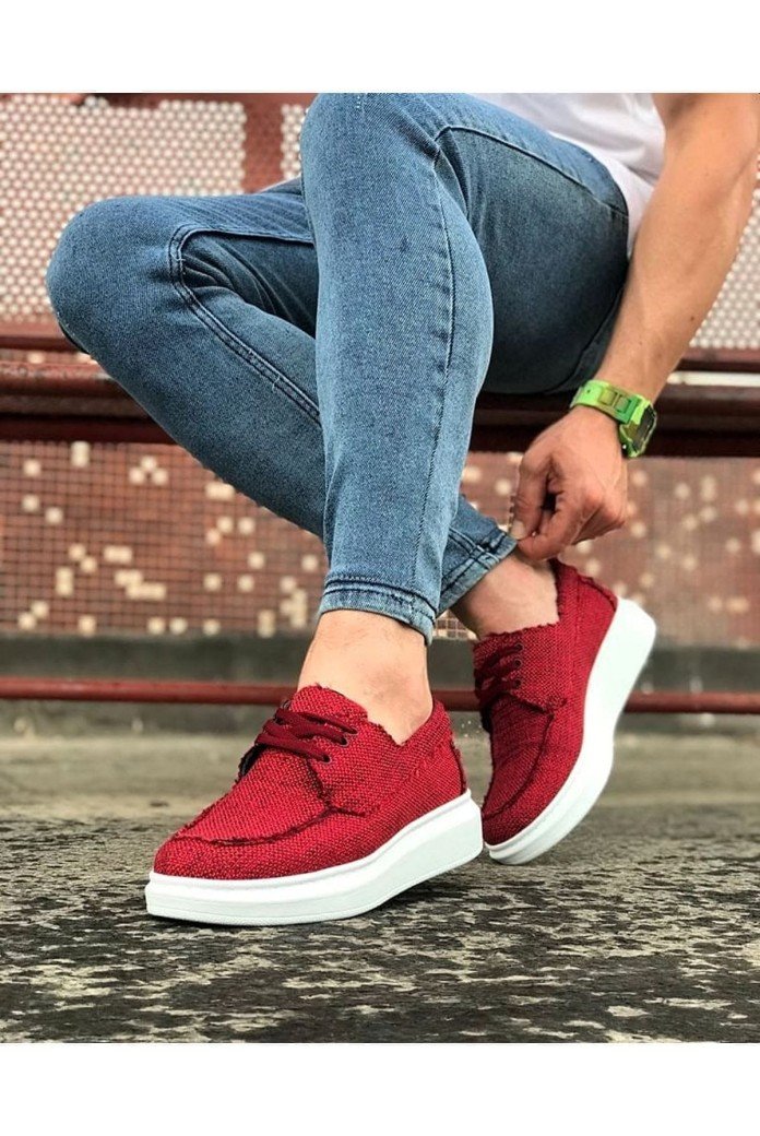 WG503 Erkek Günlük Bağcıklı Keten Klasik Ayakkabı KBT - Kırmızı WG503 Erkek Günlük Bağcıklı Keten Klasik Ayakkabı KBT - Kırmızı