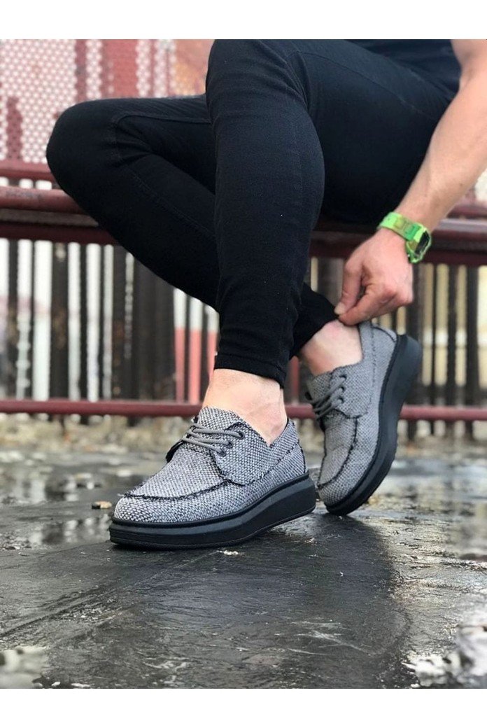 WG503 Erkek Günlük Bağcıklı Keten Klasik Ayakkabı KST - Gri WG503 Erkek Günlük Bağcıklı Keten Klasik Ayakkabı KST - Gri