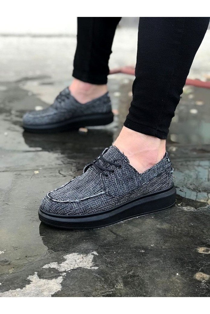 WG503 Erkek Günlük Bağcıklı Keten Klasik Ayakkabı KST - Gri WG503 Erkek Günlük Bağcıklı Keten Klasik Ayakkabı KST - Gri