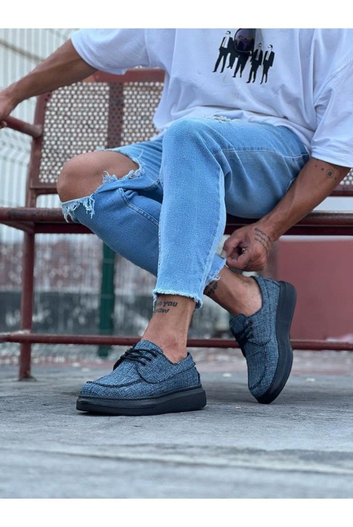 WG503 Erkek Günlük Bağcıklı Keten Klasik Ayakkabı KST - Lacivert WG503 Erkek Günlük Bağcıklı Keten Klasik Ayakkabı KST - Lacivert