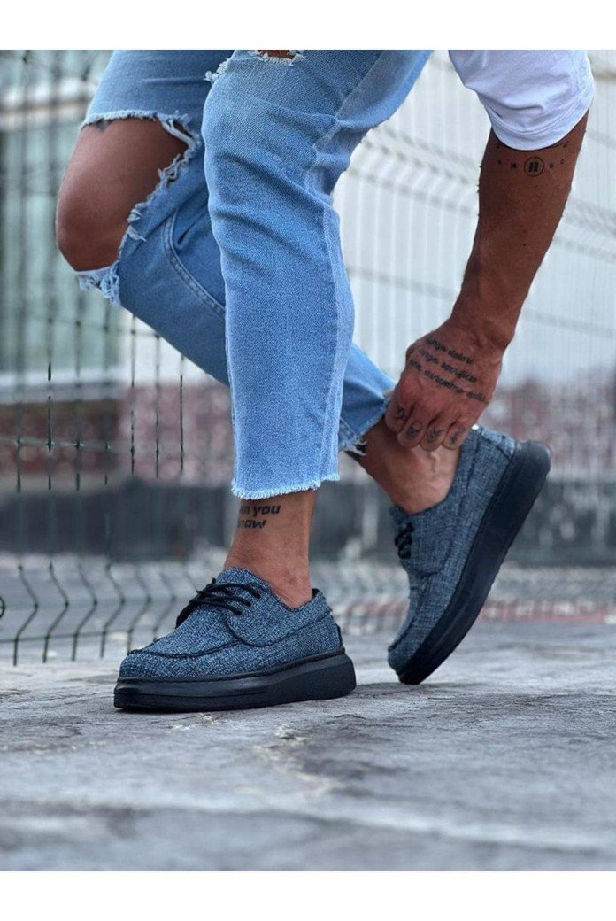 WG503 Erkek Günlük Bağcıklı Keten Klasik Ayakkabı KST - Lacivert WG503 Erkek Günlük Bağcıklı Keten Klasik Ayakkabı KST - Lacivert