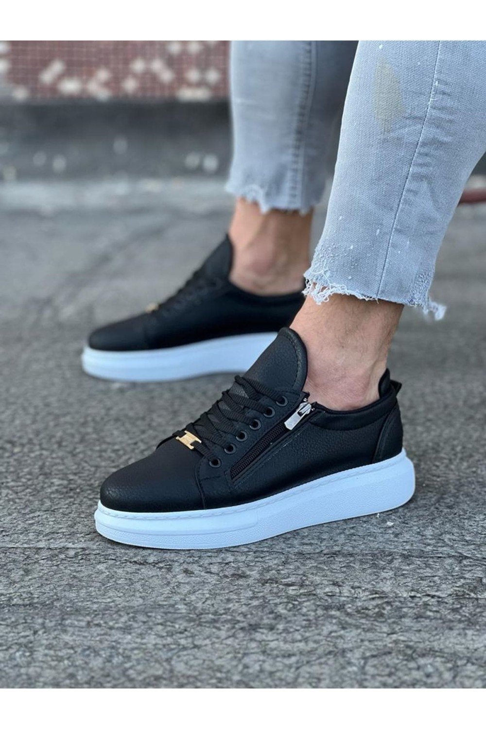 WG504 Erkek Günlük Bağcıklı Fermuarlı Cilt Spor Sneaker Ayakkabı CBT - Siyah Erkek Ayakkabı WG504 Erkek Günlük Bağcıklı Fermuarlı Cilt Spor Sneaker Ayakkabı CBT - Siyah – Wagoon Erkek Ayakkabı