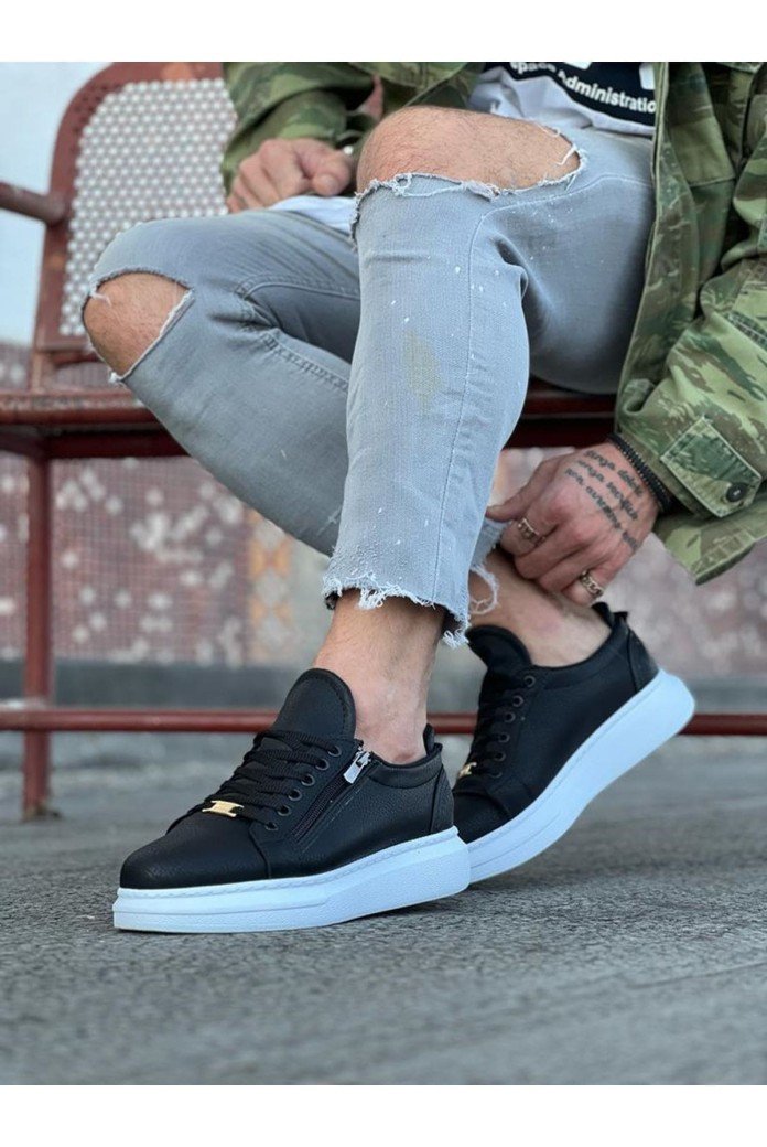 WG504 Erkek Günlük Bağcıklı Fermuarlı Cilt Spor Sneaker Ayakkabı CBT - Siyah WG504 Erkek Günlük Bağcıklı Fermuarlı Cilt Spor Sneaker Ayakkabı CBT - Siyah