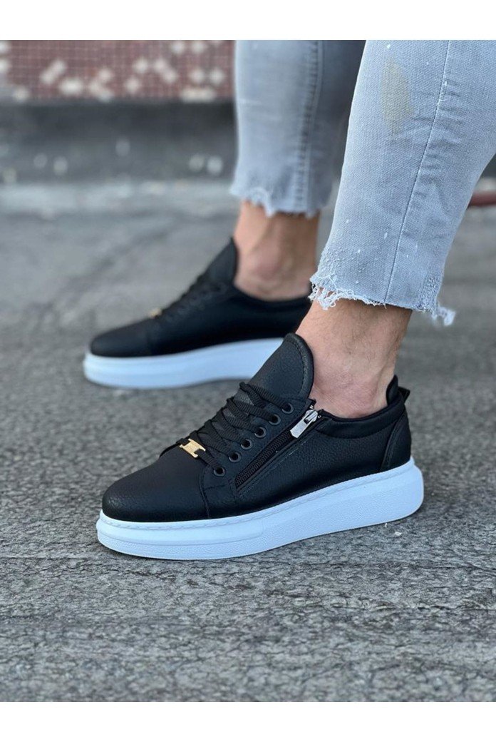 WG504 Erkek Günlük Bağcıklı Fermuarlı Cilt Spor Sneaker Ayakkabı CBT - Siyah WG504 Erkek Günlük Bağcıklı Fermuarlı Cilt Spor Sneaker Ayakkabı CBT - Siyah