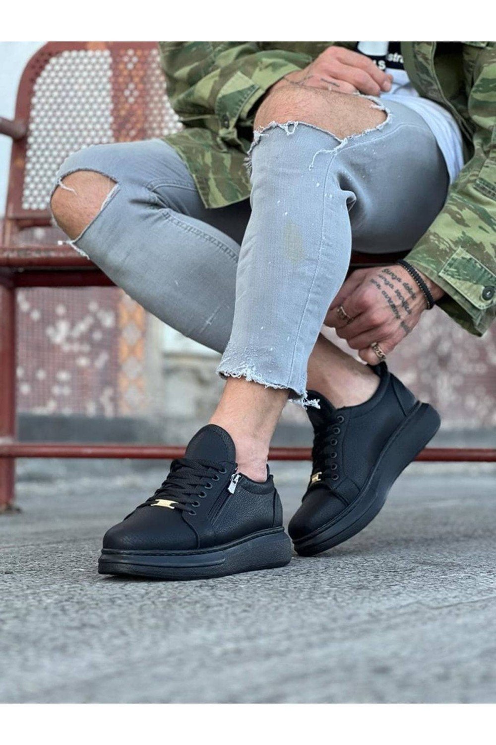 WG504 Erkek Günlük Bağcıklı Fermuarlı Cilt Spor Sneaker Ayakkabı CST - Siyah Erkek Ayakkabı WG504 Erkek Günlük Bağcıklı Fermuarlı Cilt Spor Sneaker Ayakkabı CST - Siyah – Wagoon Erkek Ayakkabı