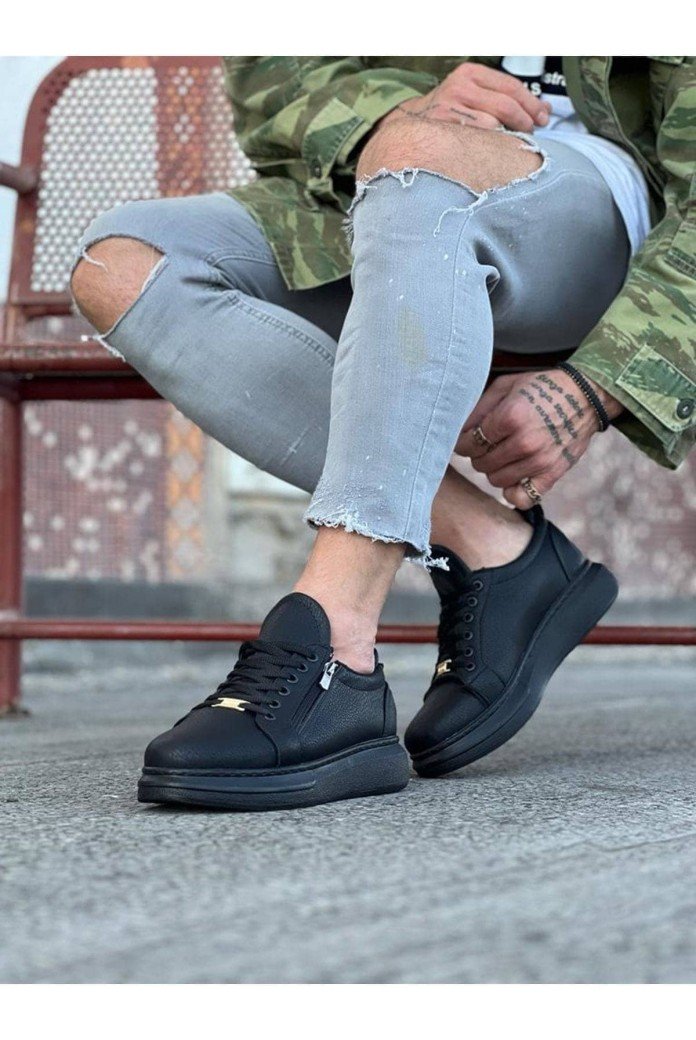 WG504 Erkek Günlük Bağcıklı Fermuarlı Cilt Spor Sneaker Ayakkabı CST - Siyah WG504 Erkek Günlük Bağcıklı Fermuarlı Cilt Spor Sneaker Ayakkabı CST - Siyah