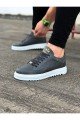 WG505 Erkek Günlük Bağcıklı Cilt Spor Sneaker Ayakkabı CBT - Gri