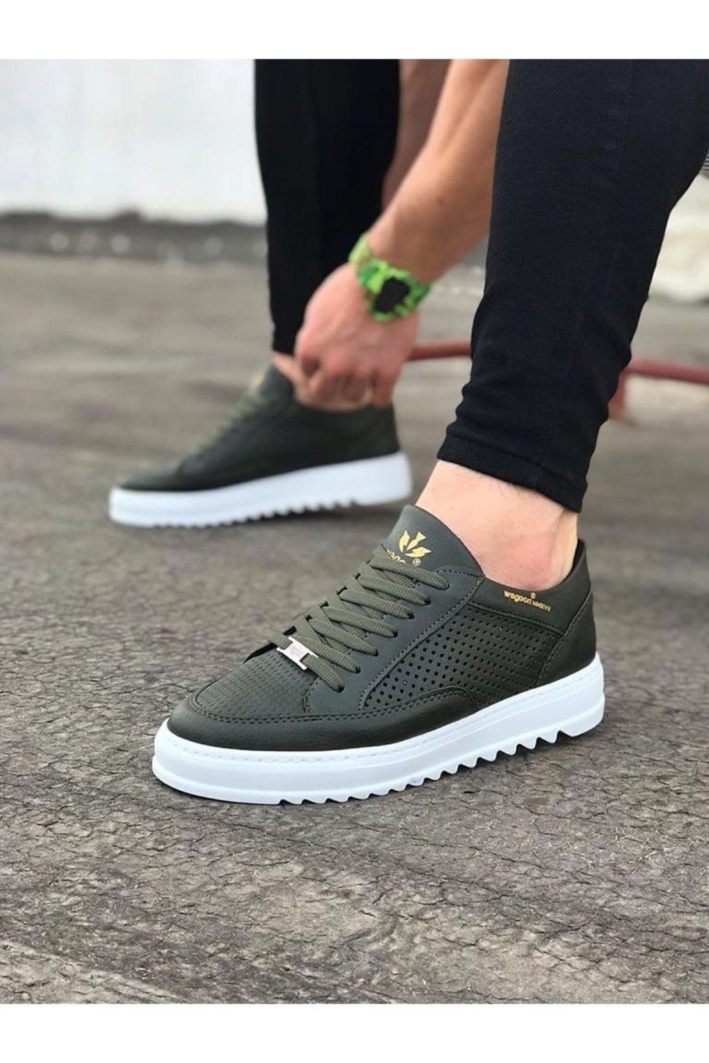 WG505 Erkek Günlük Bağcıklı Cilt Spor Sneaker Ayakkabı CBT - Haki Erkek Ayakkabı WG505 Erkek Günlük Bağcıklı Cilt Spor Sneaker Ayakkabı CBT - Haki – Wagoon Erkek Ayakkabı