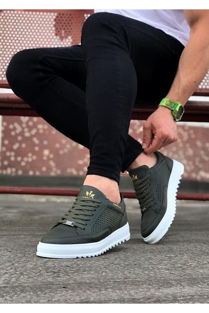 WG505 Erkek Günlük Bağcıklı Cilt Spor Sneaker Ayakkabı CBT - Haki WG505 Erkek Günlük Bağcıklı Cilt Spor Sneaker Ayakkabı CBT - Haki