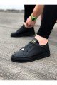 WG505 Erkek Günlük Bağcıklı Cilt Spor Sneaker Ayakkabı CST - Siyah