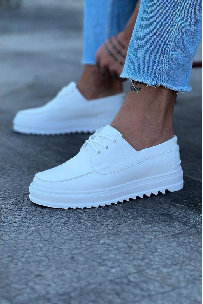 WG506 Erkek Günlük Bağcıklı Cilt Klasik Ayakkabı CBT - Beyaz