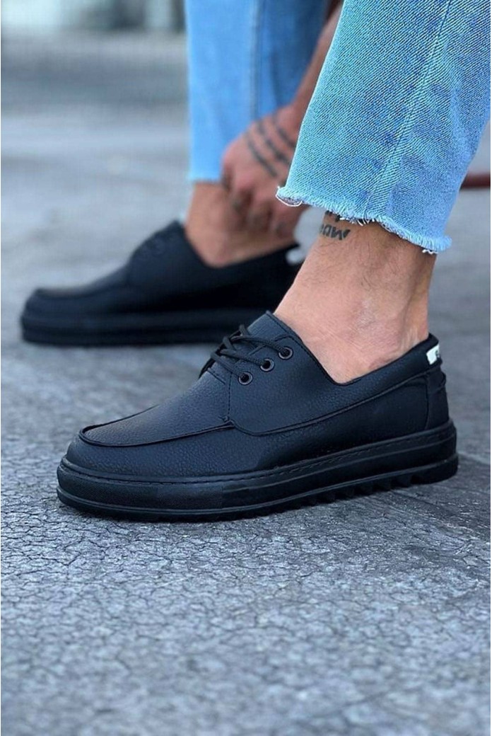 WG506 Erkek Günlük Bağcıklı Cilt Klasik Ayakkabı CST - Siyah