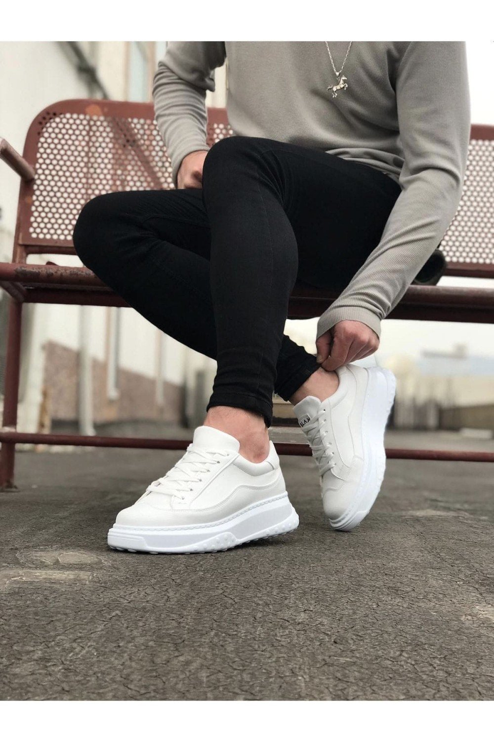 WG507 Erkek Günlük Bağcıklı Cilt Spor Sneaker Ayakkabı CBT - Beyaz – Wagoon Erkek Ayakkabı