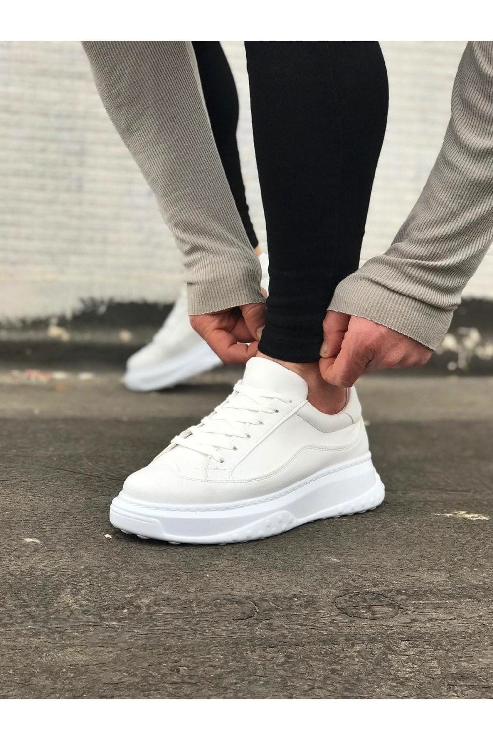 WG507 Erkek Günlük Bağcıklı Cilt Spor Sneaker Ayakkabı CBT - Beyaz – Wagoon Erkek Ayakkabı