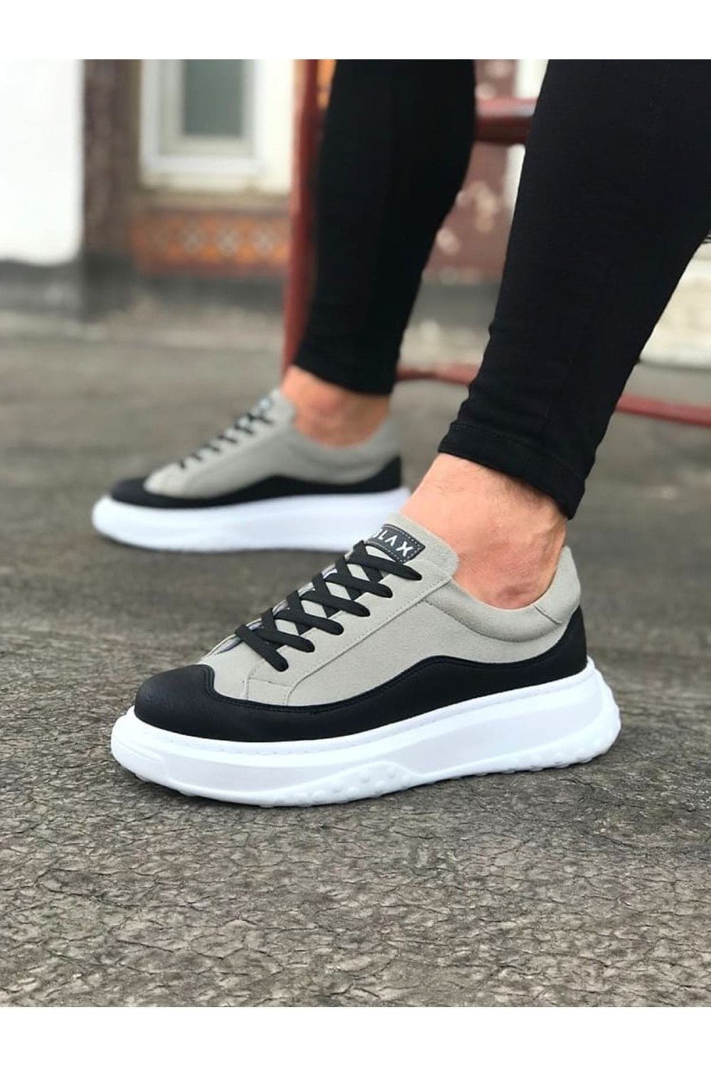 WG507 Erkek Günlük Bağcıklı Süet Cilt Spor Sneaker Ayakkabı SCBT - Gri/Siyah – Wagoon Erkek Ayakkabı