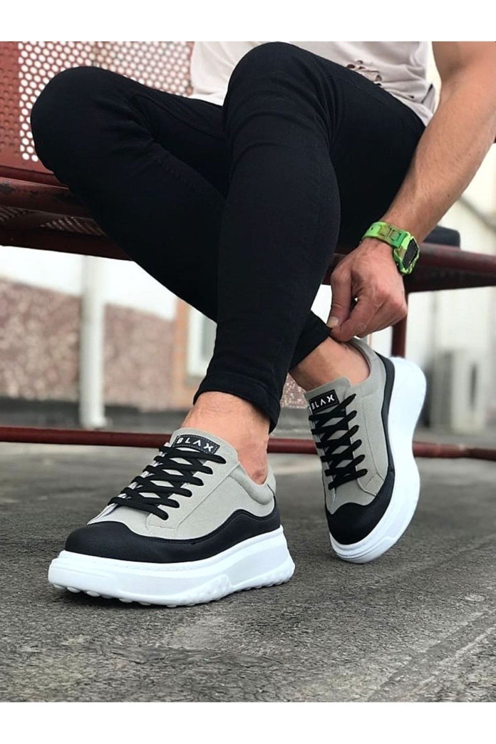 WG507 Erkek Günlük Bağcıklı Süet Cilt Spor Sneaker Ayakkabı SCBT - Gri/Siyah – Wagoon Erkek Ayakkabı