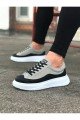 WG507 Erkek Günlük Bağcıklı Süet Cilt Spor Sneaker Ayakkabı SCBT - Gri/Siyah