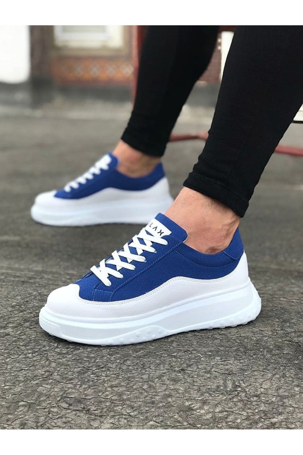 WG507 Erkek Günlük Bağcıklı Süet Cilt Spor Sneaker Ayakkabı SCBT - Mavi/Beyaz – Wagoon Erkek Ayakkabı