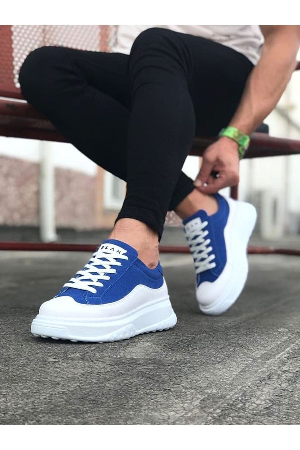 WG507 Erkek Günlük Bağcıklı Süet Cilt Spor Sneaker Ayakkabı SCBT - Mavi/Beyaz – Wagoon Erkek Ayakkabı