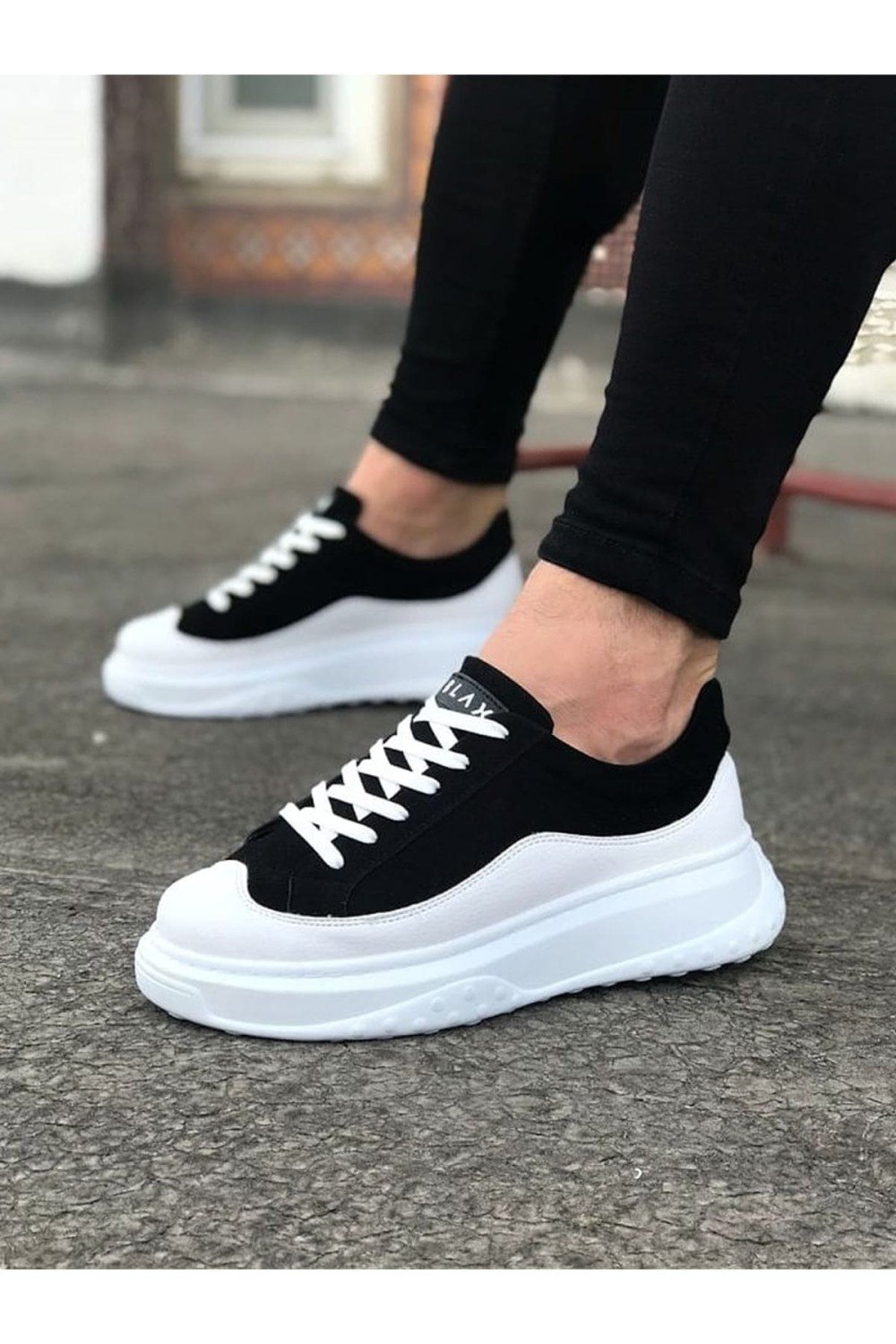 WG507 Erkek Günlük Bağcıklı Süet Cilt Spor Sneaker Ayakkabı SCBT - Siyah/Beyaz – Wagoon Erkek Ayakkabı