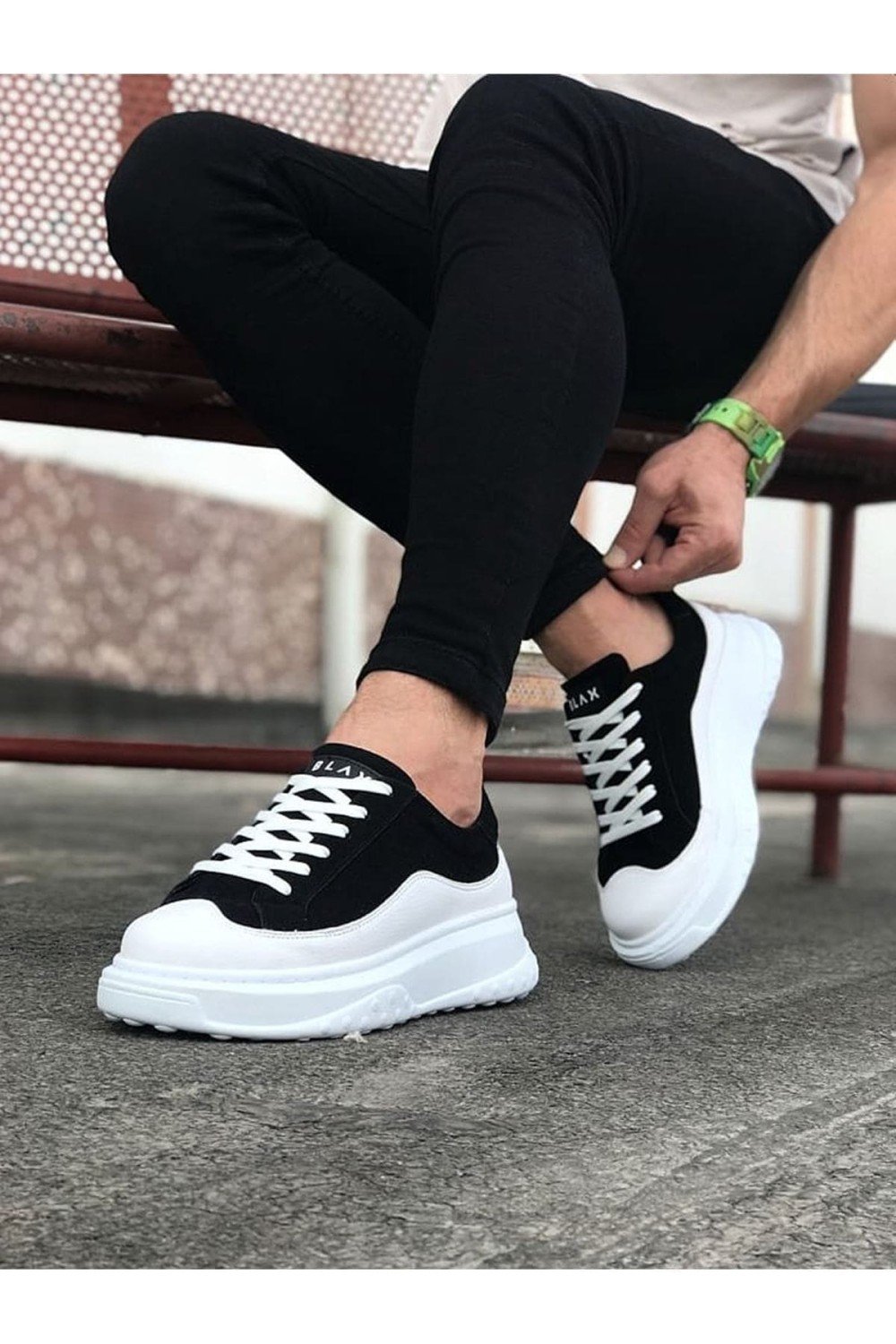 WG507 Erkek Günlük Bağcıklı Süet Cilt Spor Sneaker Ayakkabı SCBT - Siyah/Beyaz – Wagoon Erkek Ayakkabı