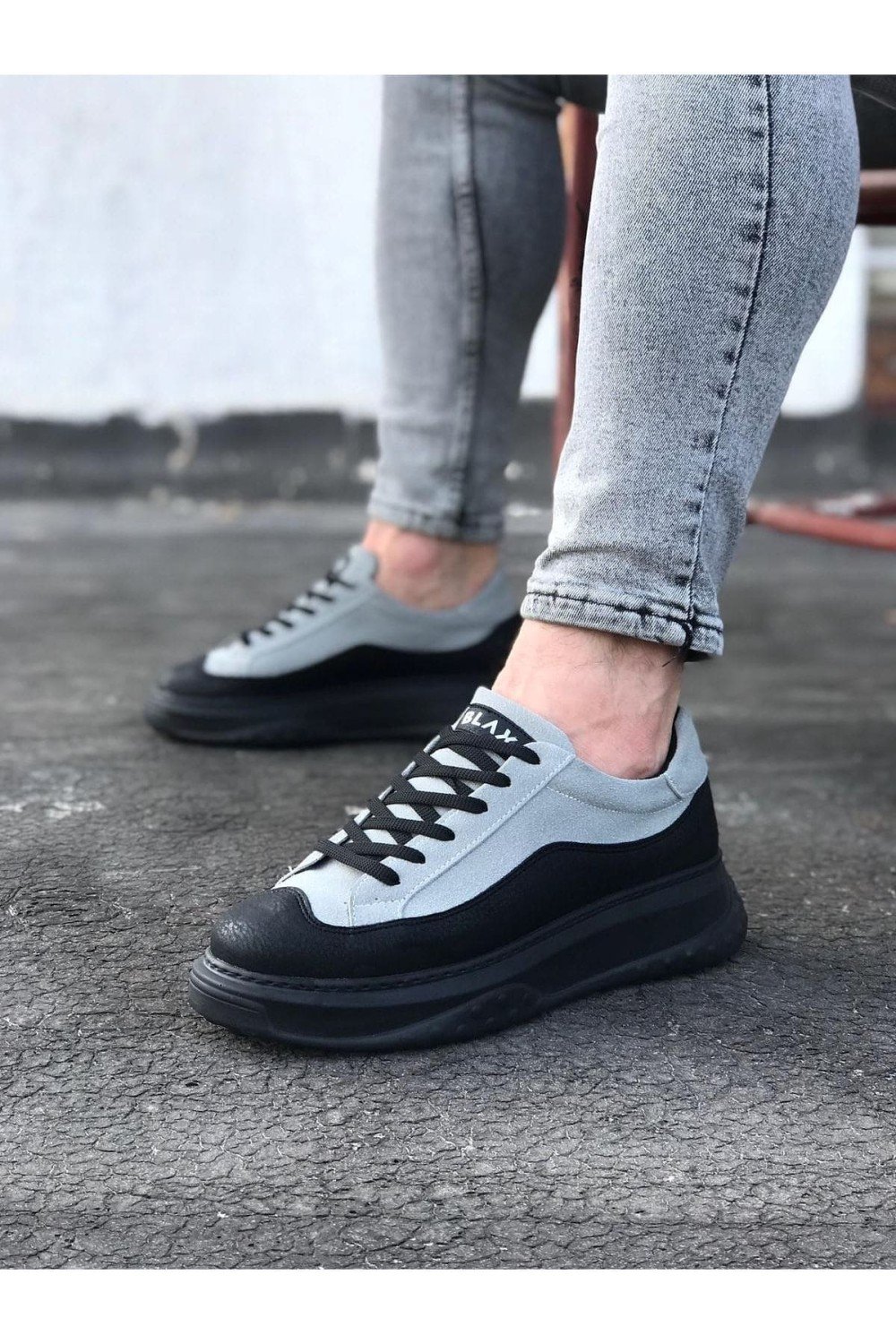 WG507 Erkek Günlük Bağcıklı Süet Cilt Spor Sneaker Ayakkabı SCST - Gri/Siyah – Wagoon Erkek Ayakkabı