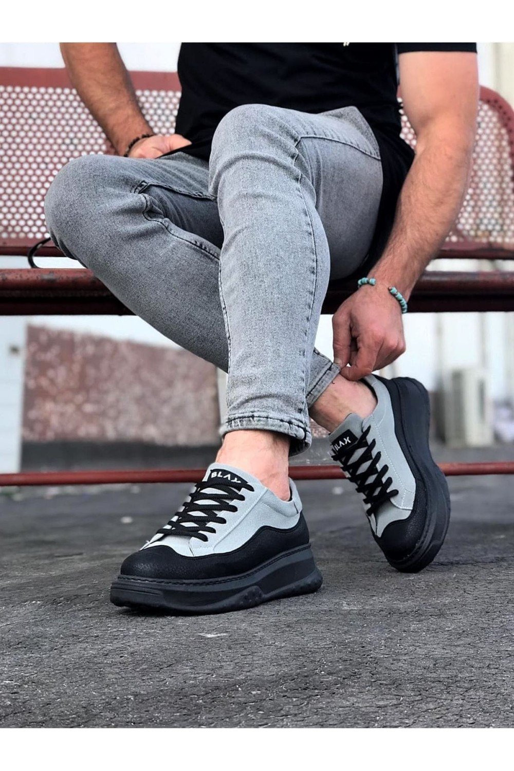 WG507 Erkek Günlük Bağcıklı Süet Cilt Spor Sneaker Ayakkabı SCST - Gri/Siyah – Wagoon Erkek Ayakkabı
