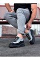 WG507 Erkek Günlük Bağcıklı Süet Cilt Spor Sneaker Ayakkabı SCST - Gri/Siyah – Wagoon Erkek Ayakkabı