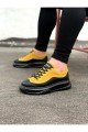 WG507 Erkek Günlük Bağcıklı Süet Cilt Spor Sneaker Ayakkabı SCST - Sarı/Siyah